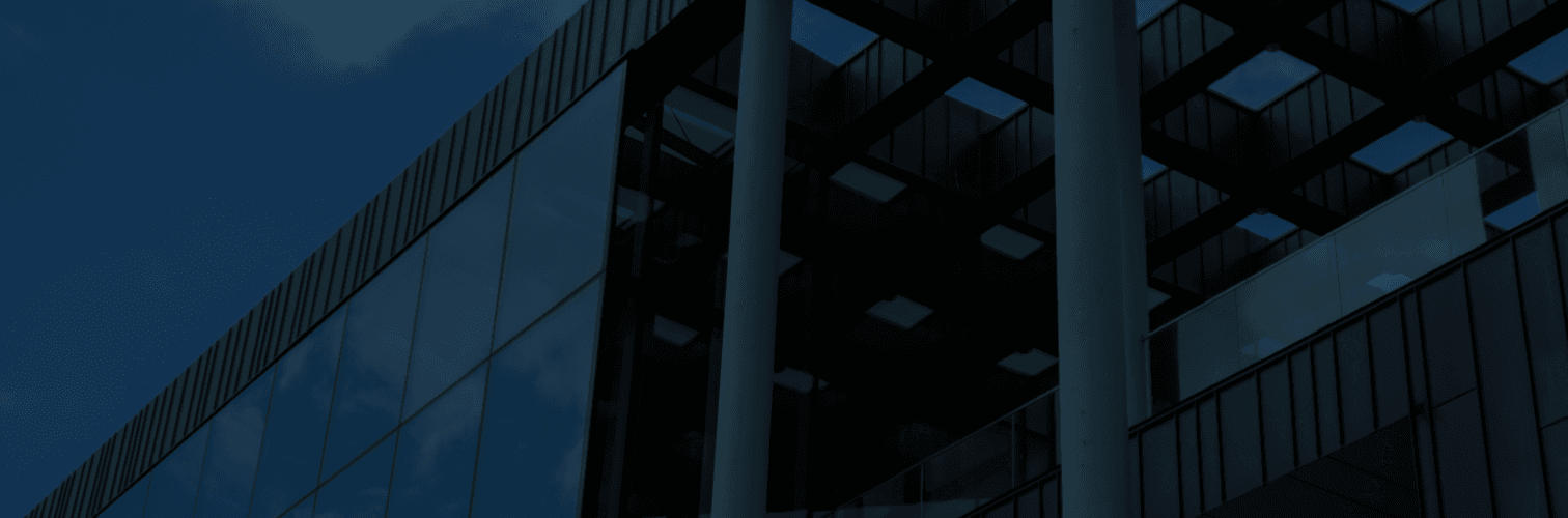 Modern office building facade with glass and steel structure